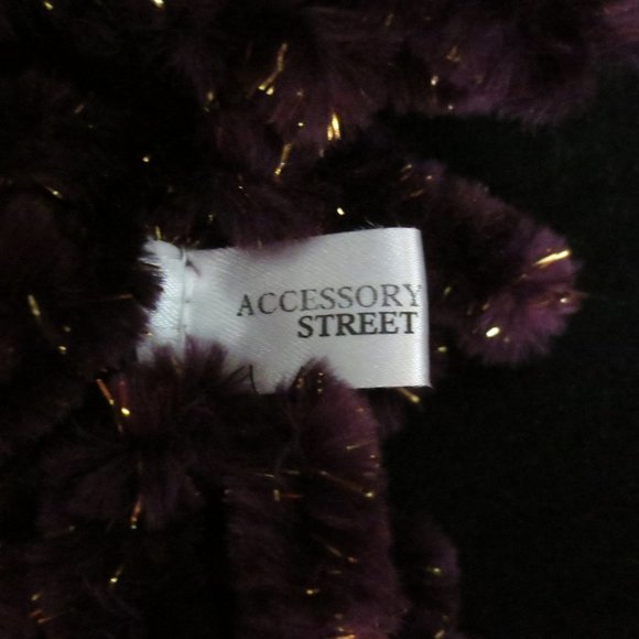 Accessory Street Boa Scarf Purple Gold Chenille Loop Vintage Soft Fluffy Chunky - Picture 3 of 7